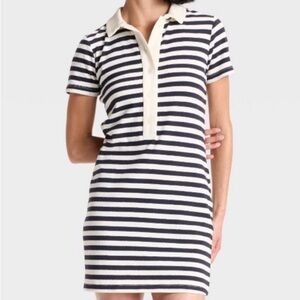 Universal Thread Navy and Cream Striped Polo Mini Dress